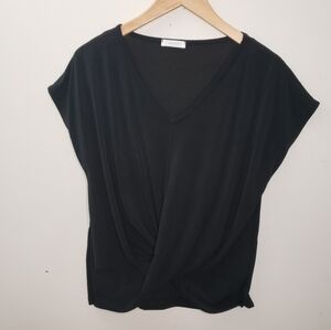 Tinny Willow Front Wrap Black Top Size S